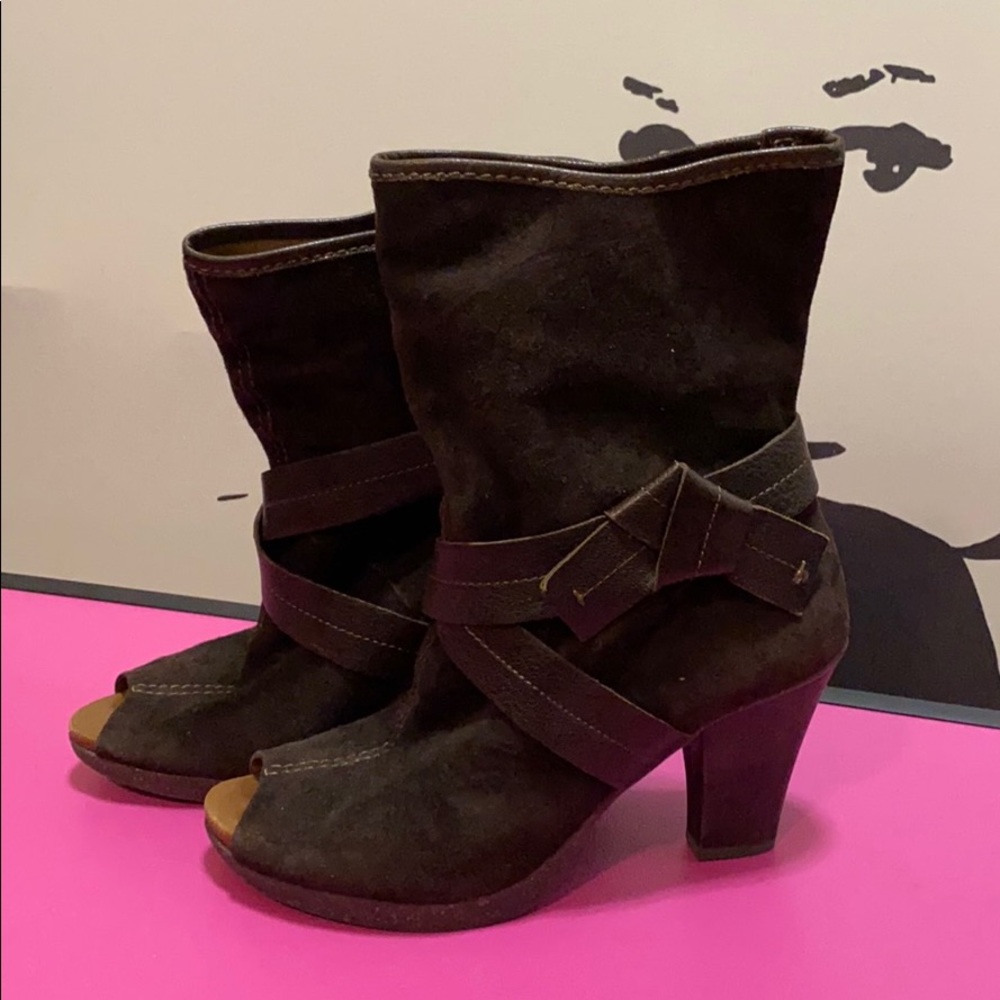 Naya peeptoe suede slouch booties